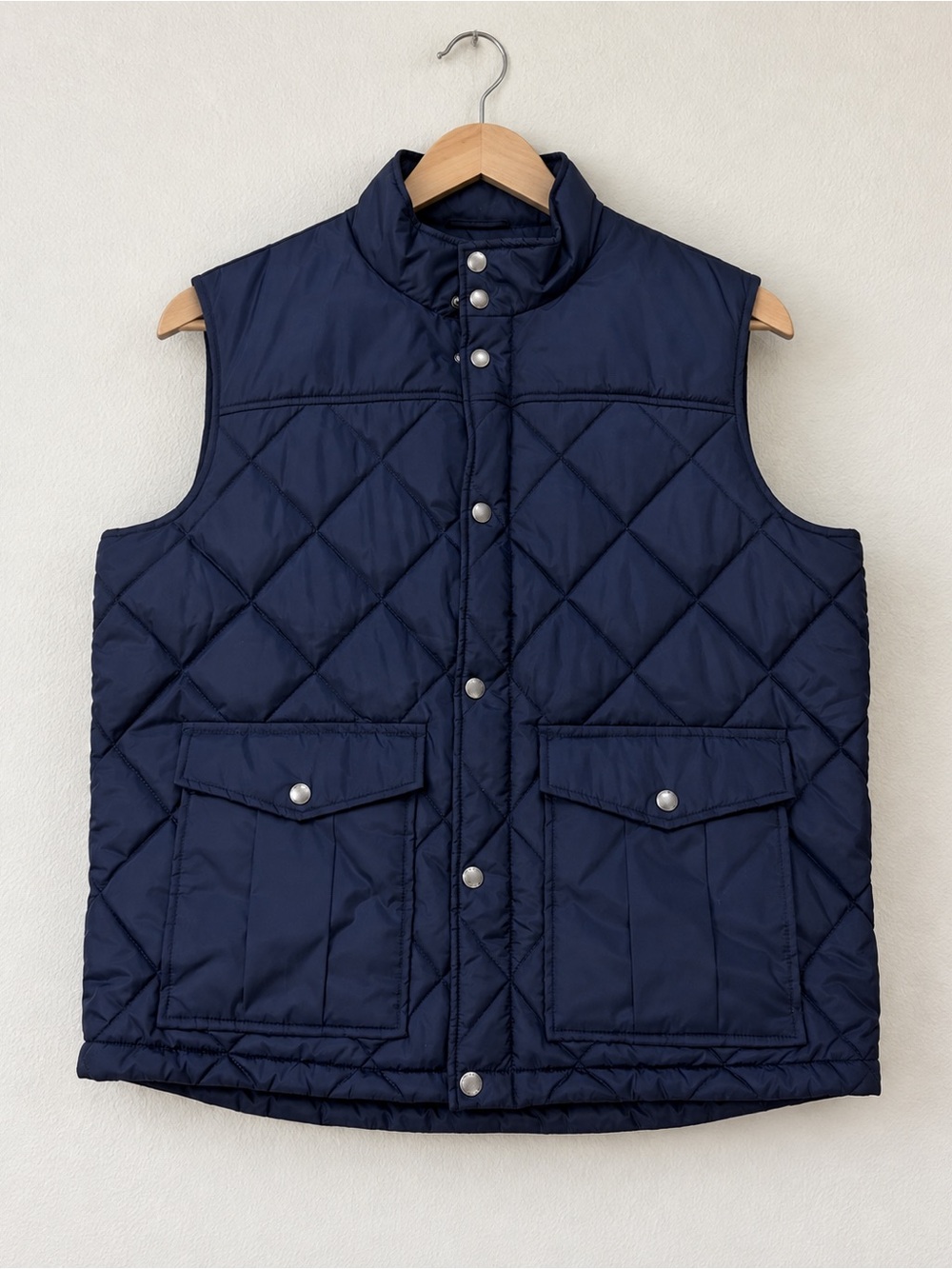 Banana Republic Men’s Quilted Vest Large Navy Blue Snap Front Puffer